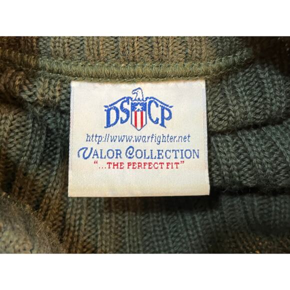 VTG DSCP Valor Collection Military Sweater Size 36 Army Green Elbow Patches - Picture 8 of 8